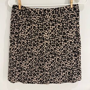 LOFT Black and Tan Leopard Print Mini Skirt with Pockets